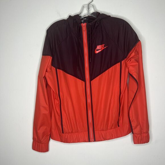 Nike Women’s Windbreaker Jacket Medium Color Blocked Retro Hooded Full Zip - Picture 1 of 9